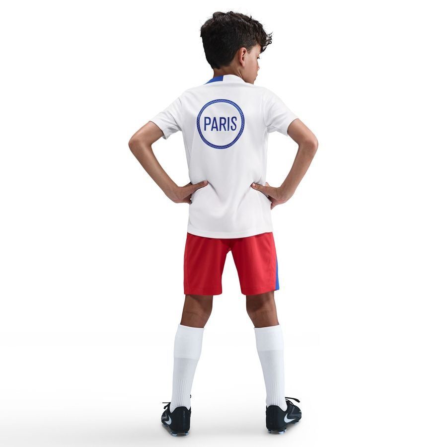 Paris Saint Germain Training T-Shirt Dri-FIT Strike 3rd - White/Hyper Royal/Global Red Kids-SoccerKits Hub | Buy Soccer Jerseys Online